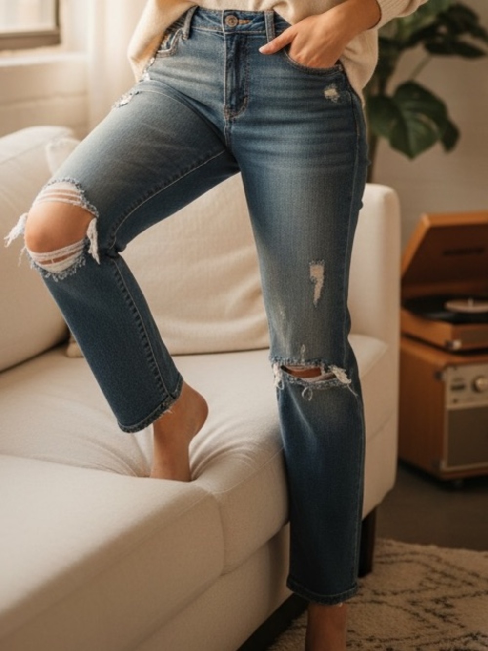 Garage High Waist Straight Leg Jeans size 3 juniors